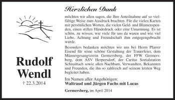 Traueranzeige von Rudolf Wend von Pegnitz-Zeitung